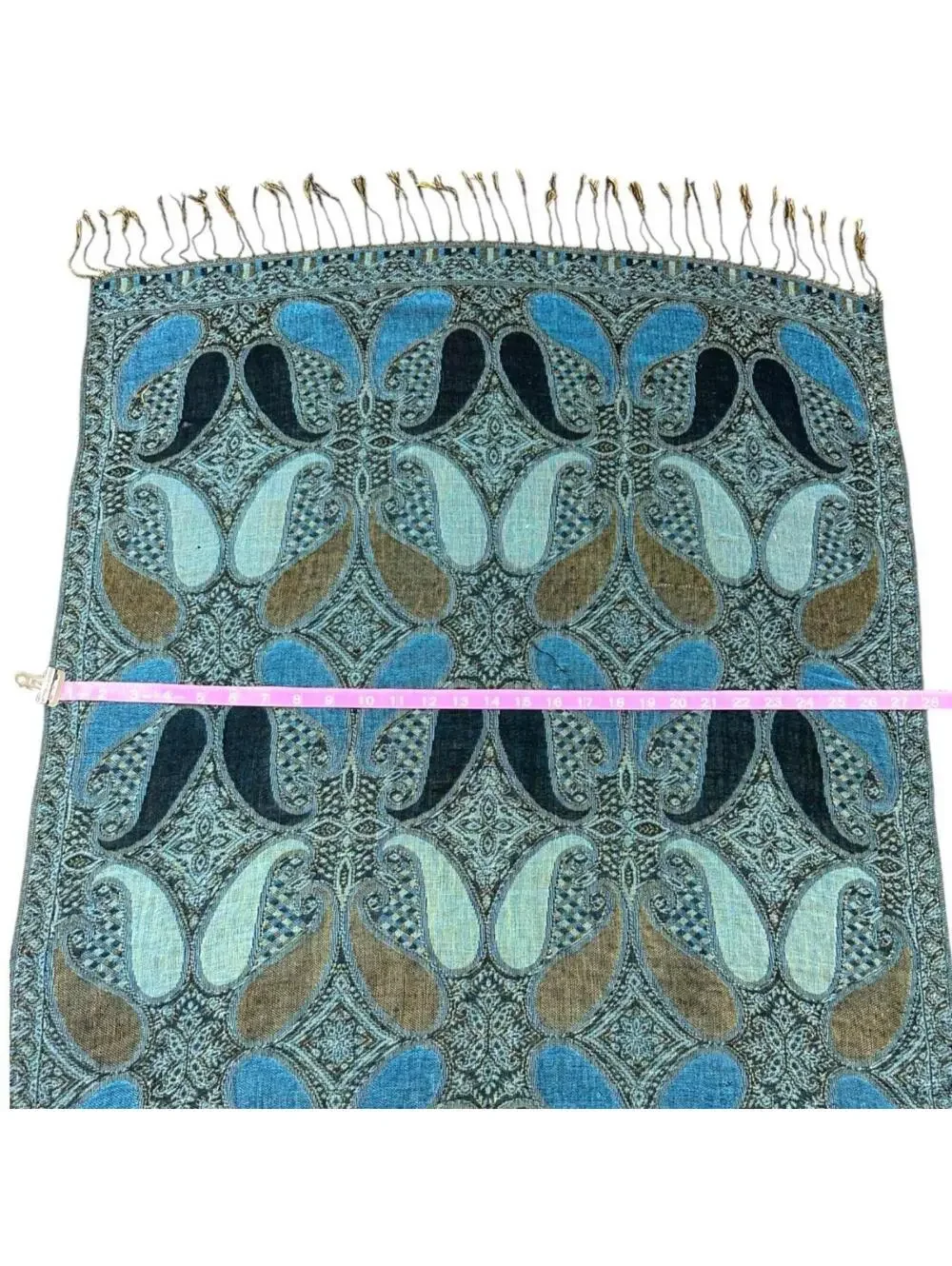 Blue‎ Green Paisley Pashmina Silk Blend Shawl Scarf Wrap